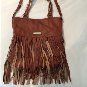 Steve Madden cognac fringe purse